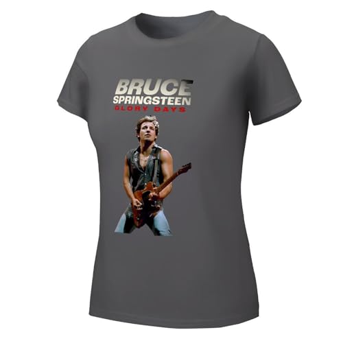 Damen Bruce Cotton T-Shirts Coole Logo Druck Schwarz Springsteen T Shirts Rundhals Kurzarm Singer Sommer lässig Tshirts Crew Neck Bluse Tops für Frauen Fans Merch Geschenke von NEUITAE