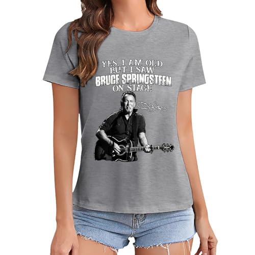 Damen Bruce Cotton T-Shirts Coole Logo Druck Schwarz Springsteen T Shirts Rundhals Kurzarm Singer Sommer lässig Tshirts Crew Neck Bluse Tops für Frauen Fans Merch Geschenke von NEUITAE
