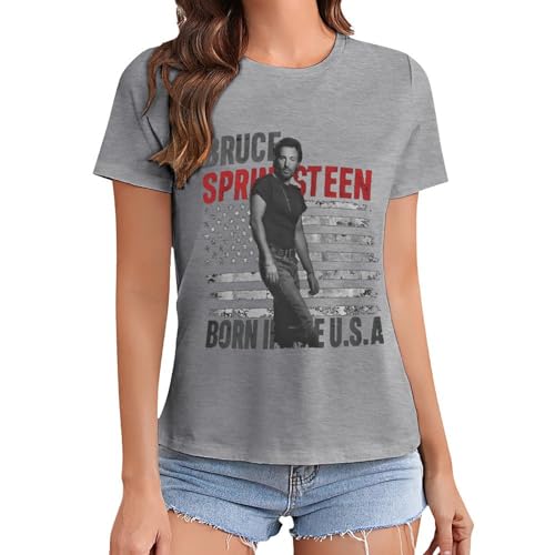 Damen Bruce Cotton T-Shirts Coole Logo Druck Schwarz Springsteen T Shirts Rundhals Kurzarm Singer Sommer lässig Tshirts Crew Neck Bluse Tops für Frauen Fans Merch Geschenke Damen Bruce Cotton T-Shirts Coole Logo Druck Schwarz Springsteen T Shirts Rundhals Kurzarm Singer Sommer lässig Tshirts Crew Neck Bluse Tops für Frauen Fans Merch Geschenke von NEUITAE