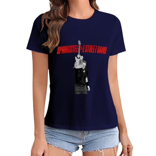 Damen Bruce Cotton T-Shirts Coole Logo Druck Schwarz Springsteen T Shirts Rundhals Kurzarm Singer Sommer lässig Tshirts Crew Neck Bluse Tops für Frauen Fans Merch Geschenke von NEUITAE