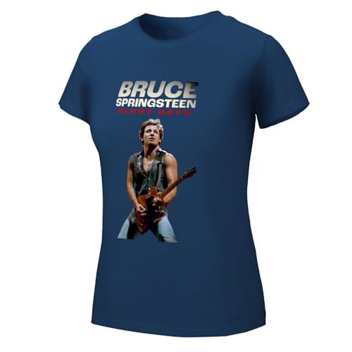 Damen Bruce Cotton T-Shirts Coole Logo Druck Schwarz Springsteen T Shirts Rundhals Kurzarm Singer Sommer lässig Tshirts Crew Neck Bluse Tops für Frauen Fans Merch Geschenke von NEUITAE