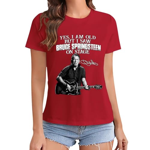 Damen Bruce Cotton T-Shirts Coole Logo Druck Schwarz Springsteen T Shirts Rundhals Kurzarm Singer Sommer lässig Tshirts Crew Neck Bluse Tops für Frauen Fans Merch Geschenke von NEUITAE