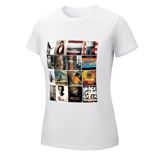 Damen Bruce Cotton T-Shirts Coole Logo Druck Schwarz Springsteen T Shirts Rundhals Kurzarm Singer Sommer lässig Tshirts Crew Neck Bluse Tops für Frauen Fans Merch Geschenke von NEUITAE