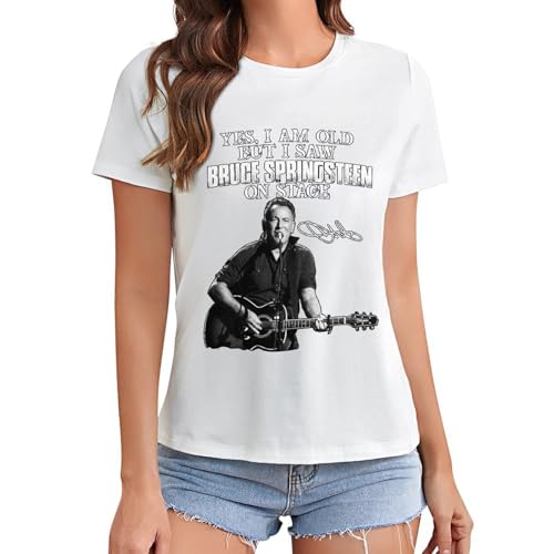 Damen Bruce Cotton T-Shirts Coole Logo Druck Schwarz Springsteen T Shirts Rundhals Kurzarm Singer Sommer lässig Tshirts Crew Neck Bluse Tops für Frauen Fans Merch Geschenke von NEUITAE