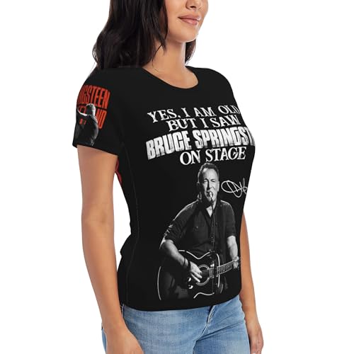 Damen Bruce T-Shirts Coole Logo Druck Schwarz Springsteen T Shirts Rundhals Kurzarm Singer Sommer lässig Tshirts Crew Neck Bluse Tops für Frauen Fans Merch Geschenke von NEUITAE