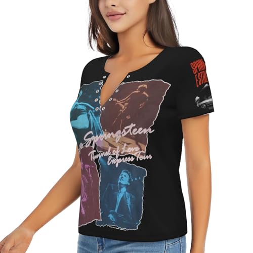 Damen Bruce T-Shirts Coole Logo Druck Schwarz Springsteen T Shirts V-Ausschnitt Kurzarm Singer Sommer lässig Tshirts Crew Neck Bluse Tops für Frauen Fans Merch Geschenke Damen Bruce T-Shirts Coole Logo Druck Schwarz Springsteen T Shirts V-Ausschnitt Kurzarm Singer Sommer lässig Tshirts Crew Neck Bluse Tops für Frauen Fans Merch Geschenke von NEUITAE