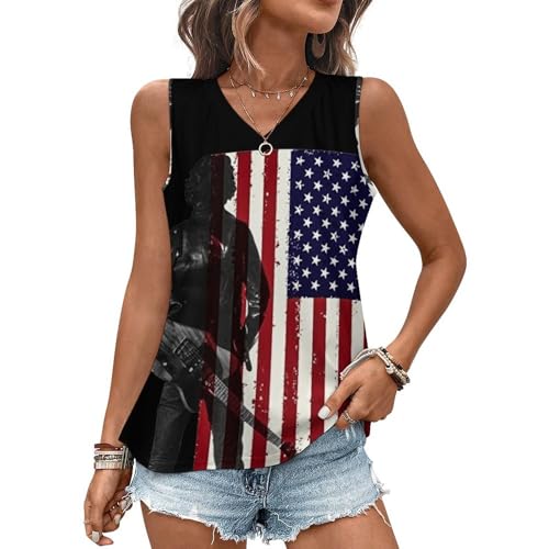 Damen Bruce Tank Top Ärmellos T-Shirts Coole Logo Druck Schwarz Springsteen T Shirts V Ausschnit Kurzarm Singer Sommer lässig Tshirts Crew Neck Bluse Tops für Frauen Fans Merch Geschenke von NEUITAE