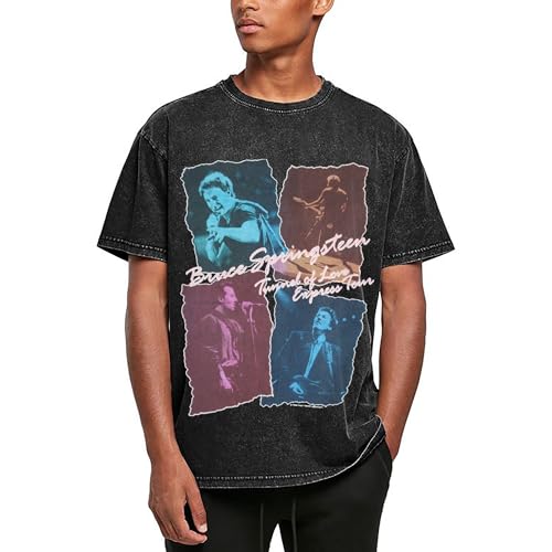 Herren Bruce Baumwolle T-Shirts Coole Logo Druck Schwarz Springsteen T Shirts Rundhals Kurzarm Singer Sommer lässig Tshirts Crew Neck Bluse Tops für Männer Fans Merch Geschenke von NEUITAE