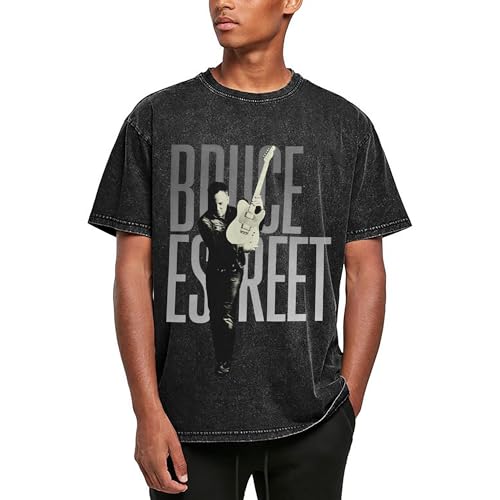Herren Bruce Baumwolle T-Shirts Coole Logo Druck Schwarz Springsteen T Shirts Rundhals Kurzarm Singer Sommer lässig Tshirts Crew Neck Bluse Tops für Männer Fans Merch Geschenke von NEUITAE