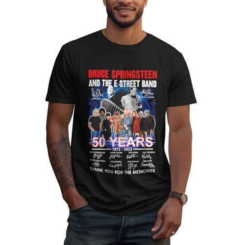 Herren Bruce Baumwolle T-Shirts Coole Logo Druck Schwarz Springsteen T Shirts Rundhals Kurzarm Singer Sommer lässig Tshirts Crew Neck Bluse Tops für Männer Fans Merch Geschenke von NEUITAE