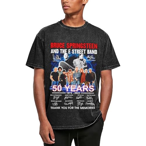 Herren Bruce Baumwolle T-Shirts Coole Logo Druck Schwarz Springsteen T Shirts Rundhals Kurzarm Singer Sommer lässig Tshirts Crew Neck Bluse Tops für Männer Fans Merch Geschenke von NEUITAE