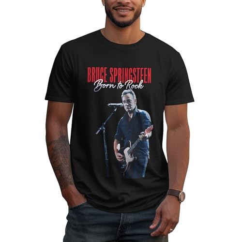 Herren Bruce Baumwolle T-Shirts Coole Logo Druck Schwarz Springsteen T Shirts Rundhals Kurzarm Singer Sommer lässig Tshirts Crew Neck Bluse Tops für Männer Fans Merch Geschenke von NEUITAE