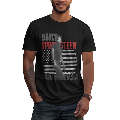 Herren Bruce Baumwolle T-Shirts Coole Logo Druck Schwarz Springsteen T Shirts Rundhals Kurzarm Singer Sommer lässig Tshirts Crew Neck Bluse Tops für Männer Fans Merch Geschenke von NEUITAE