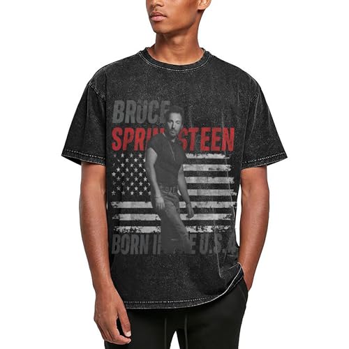 Herren Bruce Baumwolle T-Shirts Coole Logo Druck Schwarz Springsteen T Shirts Rundhals Kurzarm Singer Sommer lässig Tshirts Crew Neck Bluse Tops für Männer Fans Merch Geschenke von NEUITAE