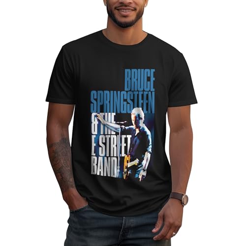 Herren Bruce Baumwolle T-Shirts Coole Logo Druck Schwarz Springsteen T Shirts Rundhals Kurzarm Singer Sommer lässig Tshirts Crew Neck Bluse Tops für Männer Fans Merch Geschenke von NEUITAE