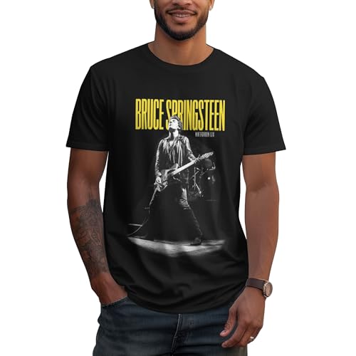 Herren Bruce Baumwolle T-Shirts Coole Logo Druck Schwarz Springsteen T Shirts Rundhals Kurzarm Singer Sommer lässig Tshirts Crew Neck Bluse Tops für Männer Fans Merch Geschenke von NEUITAE
