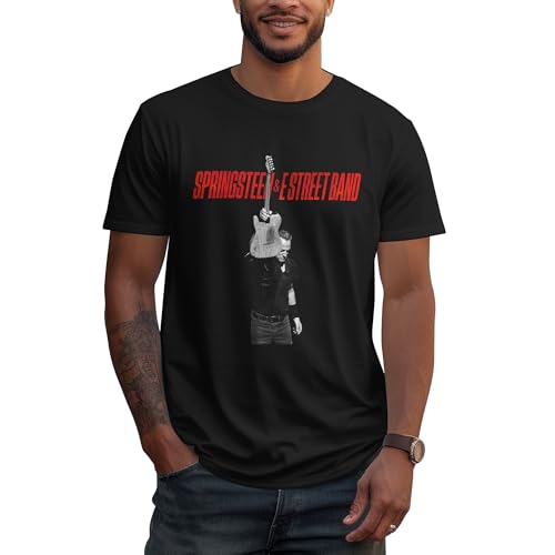 Herren Bruce Baumwolle T-Shirts Coole Logo Druck Schwarz Springsteen T Shirts Rundhals Kurzarm Singer Sommer lässig Tshirts Crew Neck Bluse Tops für Männer Fans Merch Geschenke von NEUITAE