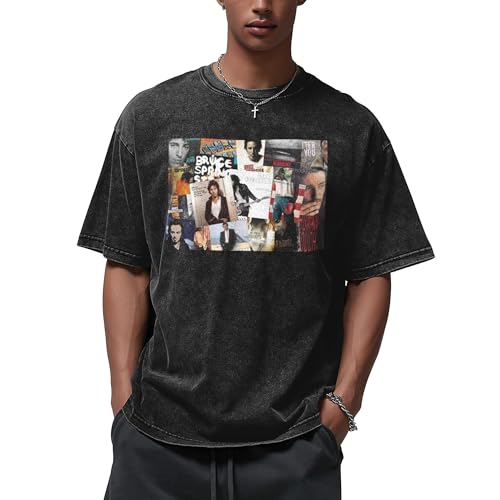 Herren Bruce Baumwolle T-Shirts Coole Logo Druck Schwarz Springsteen T Shirts Rundhals Kurzarm Singer Sommer lässig Tshirts Crew Neck Bluse Tops für Männer Fans Merch Geschenke von NEUITAE