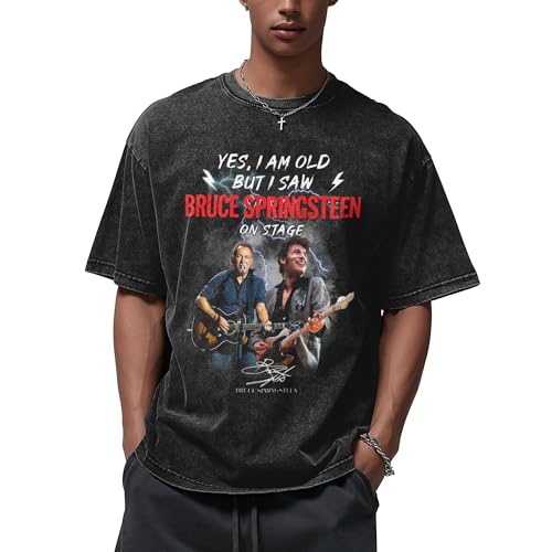 Herren Bruce Baumwolle T-Shirts Coole Logo Druck Schwarz Springsteen T Shirts Rundhals Kurzarm Singer Sommer lässig Tshirts Crew Neck Bluse Tops für Männer Fans Merch Geschenke von NEUITAE