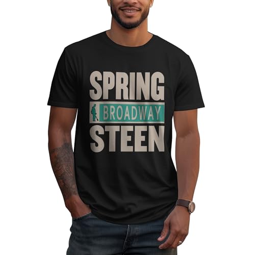 Herren Bruce Baumwolle T-Shirts Coole Logo Druck Schwarz Springsteen T Shirts Rundhals Kurzarm Singer Sommer lässig Tshirts Crew Neck Bluse Tops für Männer Fans Merch Geschenke von NEUITAE