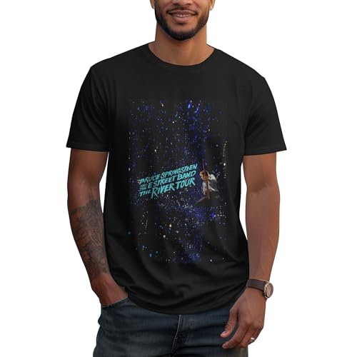 Herren Bruce Baumwolle T-Shirts Coole Logo Druck Schwarz Springsteen T Shirts Rundhals Kurzarm Singer Sommer lässig Tshirts Crew Neck Bluse Tops für Männer Fans Merch Geschenke von NEUITAE
