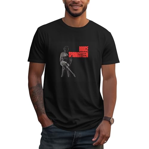 Herren Bruce Baumwolle T-Shirts Coole Logo Druck Schwarz Springsteen T Shirts Rundhals Kurzarm Singer Sommer lässig Tshirts Crew Neck Bluse Tops für Männer Fans Merch Geschenke von NEUITAE
