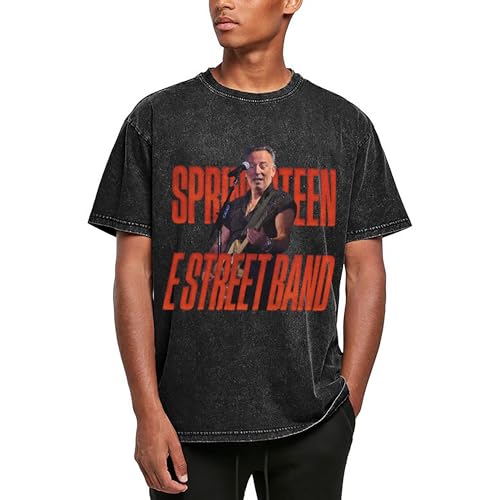 Herren Bruce Baumwolle T-Shirts Coole Logo Druck Schwarz Springsteen T Shirts Rundhals Kurzarm Singer Sommer lässig Tshirts Crew Neck Bluse Tops für Männer Fans Merch Geschenke von NEUITAE