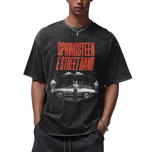 Herren Bruce Baumwolle T-Shirts Coole Logo Druck Schwarz Springsteen T Shirts Rundhals Kurzarm Singer Sommer lässig Tshirts Crew Neck Bluse Tops für Männer Fans Merch Geschenke von NEUITAE