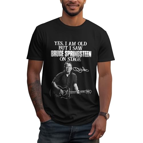 Herren Bruce Baumwolle T-Shirts Coole Logo Druck Schwarz Springsteen T Shirts Rundhals Kurzarm Singer Sommer lässig Tshirts Crew Neck Bluse Tops für Männer Fans Merch Geschenke von NEUITAE