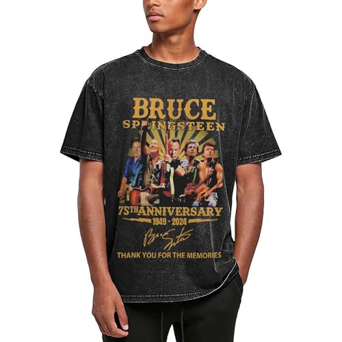 Herren Bruce Baumwolle T-Shirts Coole Logo Druck Schwarz Springsteen T Shirts Rundhals Kurzarm Singer Sommer lässig Tshirts Crew Neck Bluse Tops für Männer Fans Merch Geschenke von NEUITAE