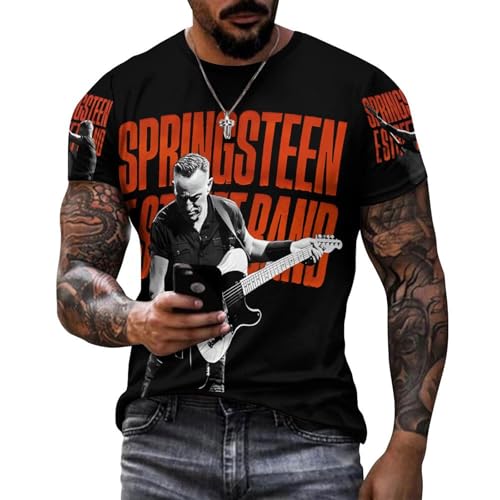 Herren Bruce Baumwolle T-Shirts Coole Logo Druck Schwarz Springsteen T Shirts Rundhals Kurzarm Singer Sommer lässig Tshirts Crew Neck Bluse Tops für Männer Fans Merch Geschenke von NEUITAE