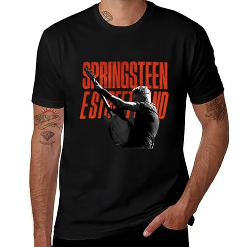 Herren Bruce Cotton T-Shirts Coole Logo Druck Schwarz Springsteen T Shirts Rundhals Kurzarm Singer Sommer lässig Tshirts Crew Neck Bluse Tops für Männer Fans Merch Geschenke von NEUITAE