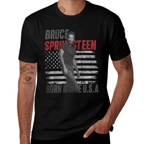 Herren Bruce Cotton T-Shirts Coole Logo Druck Schwarz Springsteen T Shirts Rundhals Kurzarm Singer Sommer lässig Tshirts Crew Neck Bluse Tops für Männer Fans Merch Geschenke von NEUITAE
