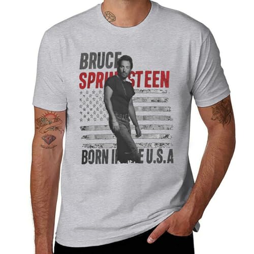 Herren Bruce Cotton T-Shirts Coole Logo Druck Schwarz Springsteen T Shirts Rundhals Kurzarm Singer Sommer lässig Tshirts Crew Neck Bluse Tops für Männer Fans Merch Geschenke von NEUITAE