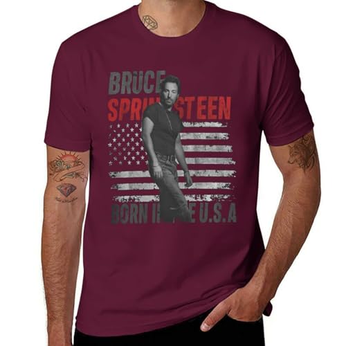 Herren Bruce Cotton T-Shirts Coole Logo Druck Schwarz Springsteen T Shirts Rundhals Kurzarm Singer Sommer lässig Tshirts Crew Neck Bluse Tops für Männer Fans Merch Geschenke von NEUITAE
