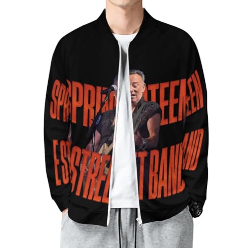 Herren Bruce Full Zip T-Shirts Coole Logo Druck Schwarz Springsteen T Shirts Rundhals Langarm Singer Sommer lässig Tshirts Crew Neck Bluse Tops für Männer Fans Merch Geschenke von NEUITAE