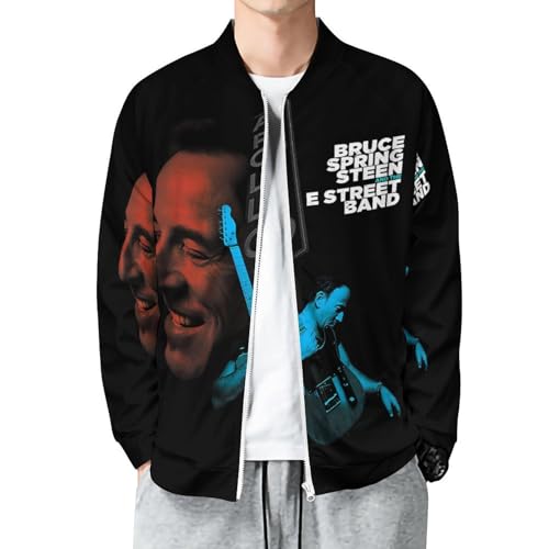 Herren Bruce Full Zip T-Shirts Coole Logo Druck Schwarz Springsteen T Shirts Rundhals Langarm Singer Sommer lässig Tshirts Crew Neck Bluse Tops für Männer Fans Merch Geschenke von NEUITAE