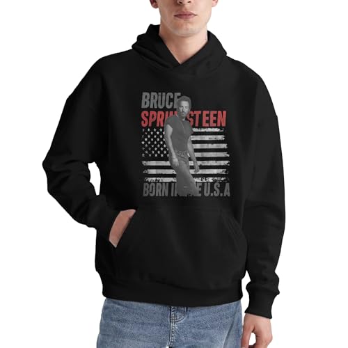 NEUITAE Herren Bruce Grafik Kapuzenpullover Neuheit Schwarz Hoodie Cool Sweatshirt Springsteen Logo Gedruckt Langarm Casual Singer Pullover Hoody Tops Kleidung für Männer Fans Merch Geschenke von NEUITAE