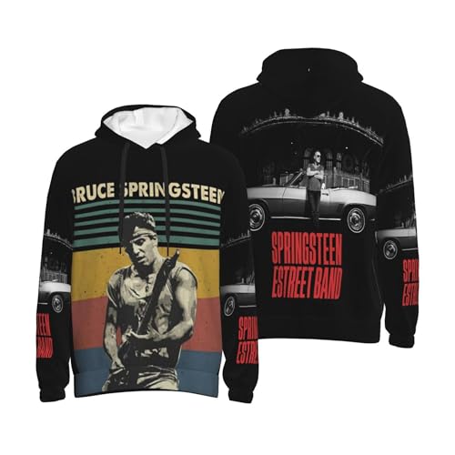 NEUITAE Herren Bruce Grafik Kapuzenpullover Neuheit Schwarz Hoodie Cool Sweatshirt Springsteen Logo Gedruckt Langarm Casual Singer Pullover Hoody Tops Kleidung für Männer Fans Merch Geschenke von NEUITAE