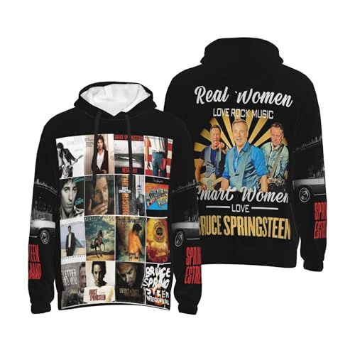 NEUITAE Herren Bruce Grafik Kapuzenpullover Neuheit Schwarz Hoodie Cool Sweatshirt Springsteen Logo Gedruckt Langarm Casual Singer Pullover Hoody Tops Kleidung für Männer Fans Merch Geschenke von NEUITAE