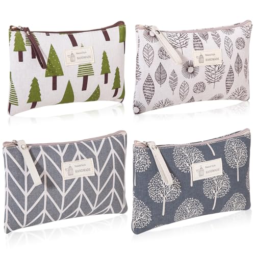Kosmetiktasche Segeltuch, 4 Stück Multifunktionale Klein Make Up Tasche Organizer mit Reißverschluss Reise Kulturtasche Mäppchen für Kosmetik Schreibwaren Kleingeld Karten von NEUSID