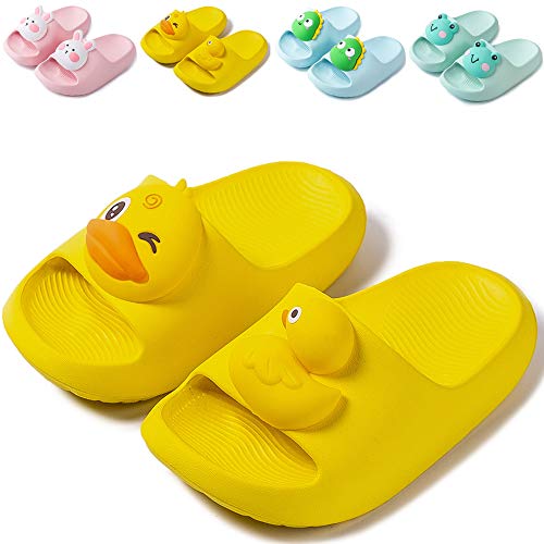 NEUSOP Badelatschen Kinder Dusch Badeschuhe Jungen Mädchen Leicht Sommer Flache Hausschuhe Sandalen für Kleinkinder Anti-rutsch Badesandalen,Gelb,28EU/29EU von NEUSOP