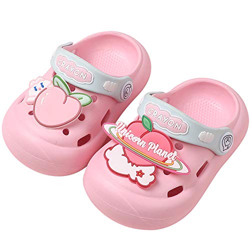 NEUSOP Kinder Clogs Pantoletten Jungen Mädchen Dinosaurier Leicht Sommer Gartenschuhe Bequeme Atmungsaktiv Sandale rutschfest Strand Hausschuhe,Pink,20/21EU von NEUSOP