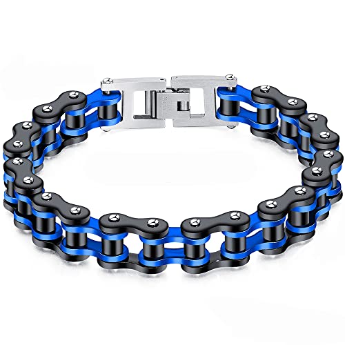 NEUSOP Armband Herren Edelstahl Armbänder für Männer Armreif Gliederkette Schmuck Schmuck Herren Armbänder Edelstahl Motorradkette Armband Fahrradkette Biker Armband Rock Band Armreif Jungen von NEUSOP