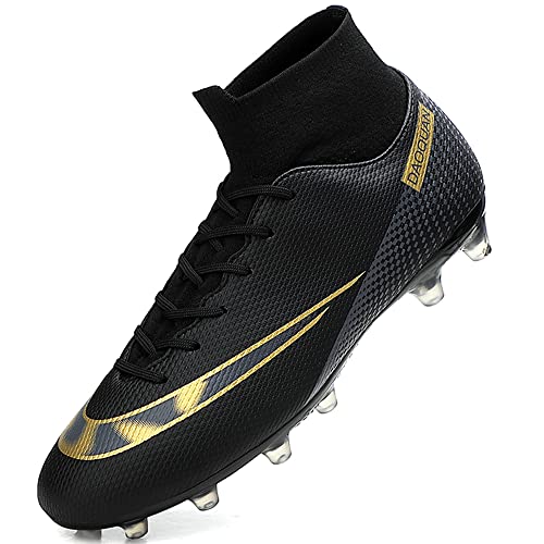 NEUSOP Fußballschuhe Herren Fussballschuhe High Top Spike Cleats Fußball Männer Athletics Trainingsschuhe Professionelle Turnschuhe Football Unisex,A Schwarz,41EU von NEUSOP