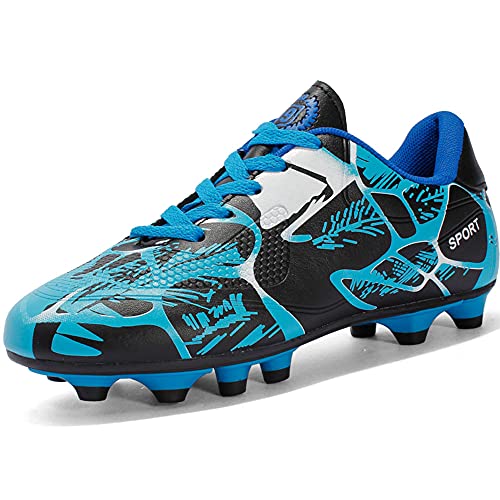 NEUSOP Fußballschuhe Jungen Mädchen Fussballschuhe Kinder Fussball Schuhe Trainingsschuhe Für Unisex-Kinder Sportliche Fußballschuh,A Blau,33EU von NEUSOP
