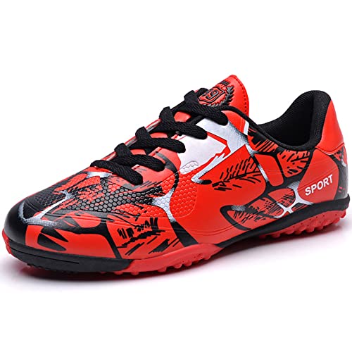 NEUSOP Fussballschuhe Kinder Fußballschuhe Kinder Fussball Schuhe Jungen Mädchen Unisex Fußballschuh Athletics Sportliche,65 Rot,31EU von NEUSOP