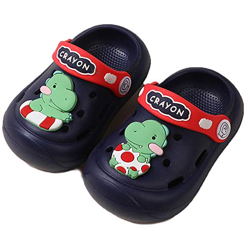 NEUSOP Kinder Clogs Pantoletten Jungen Mädchen Dinosaurier Leicht Sommer Gartenschuhe Bequeme Atmungsaktiv Sandale rutschfest Strand Hausschuhe,Blau,20/21EU von NEUSOP