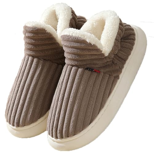 NEUSOP Pantoletti Plüschli Superweiche Harmont Slippers Winter Hausschuhe mit Plüschfutter Damen Herren (Kaffee, Erwachsene, Herren, 42, Numerisch (von/bis), EU Schuhgrößensystem, 43, M) von NEUSOP