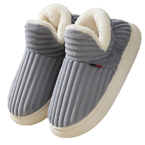 Pantoletti Plüschli Superweiche Harmont Slippers Winter Hausschuhe mit Plüschfutter Damen Herren Slippers Hausschuhe (Grau, Erwachsene, Damen, 36, Numerisch (von/bis), EU Schuhgrößensystem, 37, M) von NEUSOP